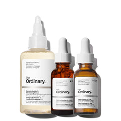 The Ordinary Radiance Trio: Glycolic Acid 7% Toner, Caffeine 5% + EGCG, Alpha Arbutin 2% + HA