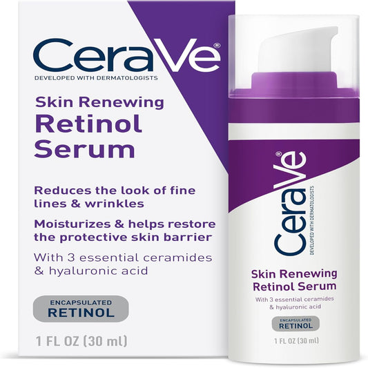 CeraVe Anti Aging Retinol Serum 1 Ounce Cream Serum for Smoothing Fine Lines and Skin Brightening Fragrance Free, 1 Fl Oz (Pack of 1)