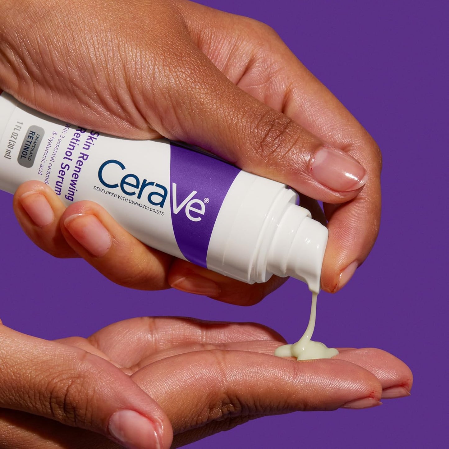 CeraVe Anti Aging Retinol Serum 1 Ounce Cream Serum for Smoothing Fine Lines and Skin Brightening Fragrance Free, 1 Fl Oz (Pack of 1)