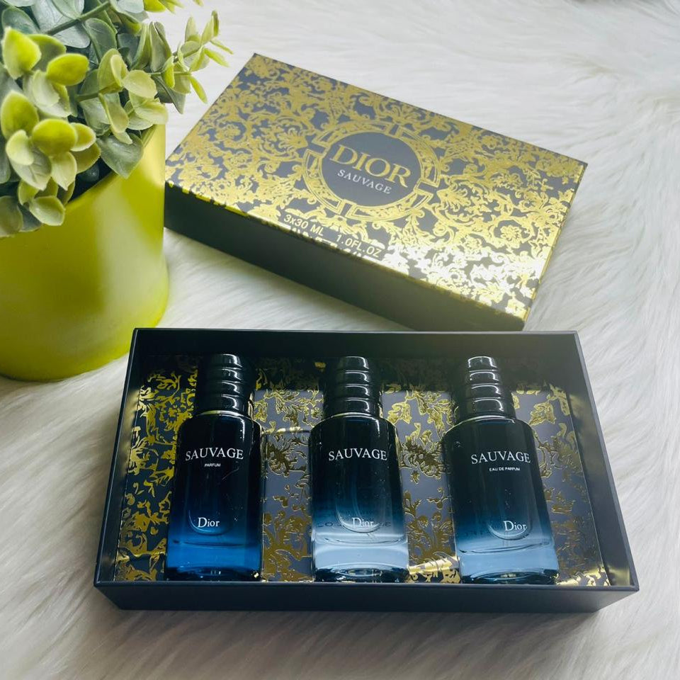 Dior Sauvage 3-Piece Perfume Gift Set for Men – Parfum, Eau de Parfum & Eau de Toilette