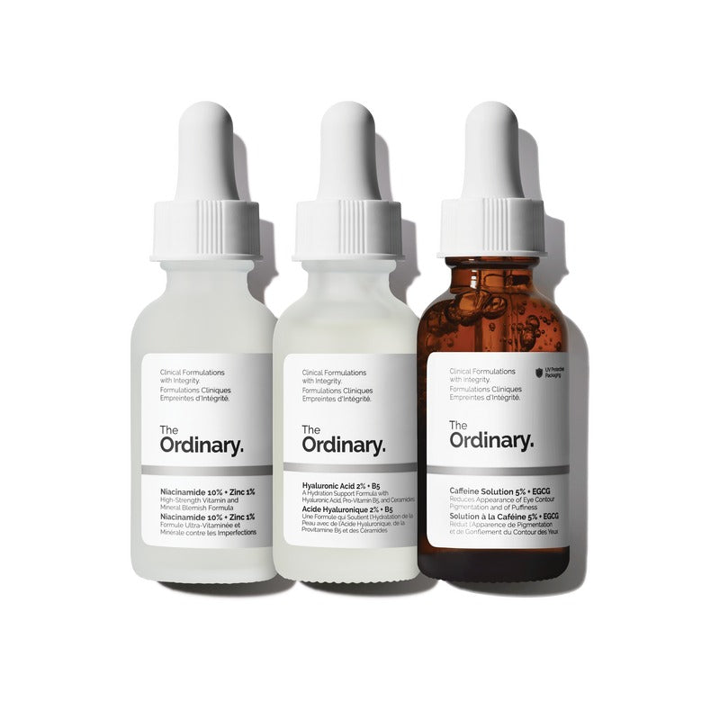 The Ordinary Daily Defense Trio: Niacinamide 10% + Zinc, Hyaluronic Acid 2% + B5, Caffeine 5% + EGCG