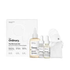 The Ordinary Mini Icons Set: Glycolic Acid 7% Toner 100ml, Niacinamide 10% + Zinc 15ml, Hyaluronic Acid 2% + B5 15ml + Pads