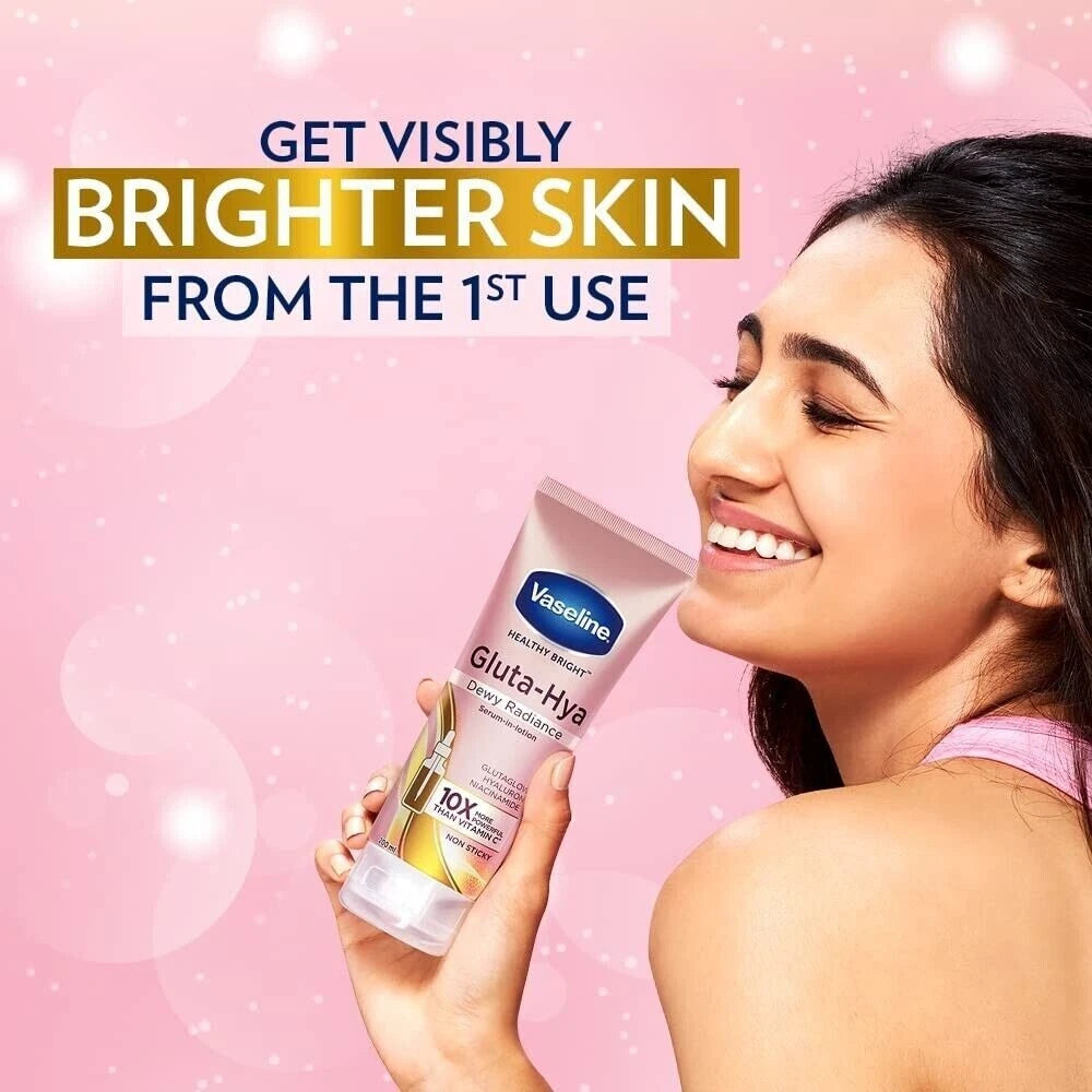 Vaseline Bright GLUTA HYA Serum Burst Lotion Dewy Radiance + Flawless Glow combo