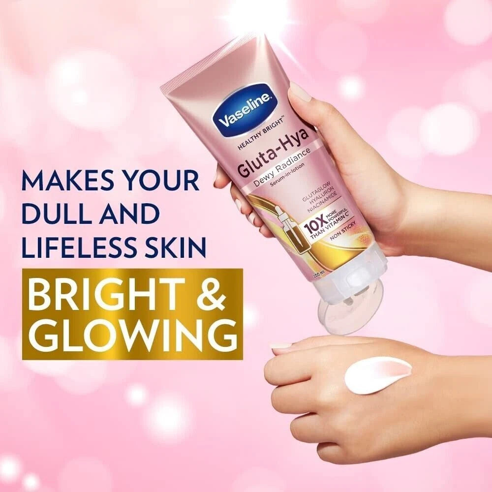 Vaseline Bright GLUTA HYA Serum Burst Lotion Dewy Radiance + Flawless Glow combo