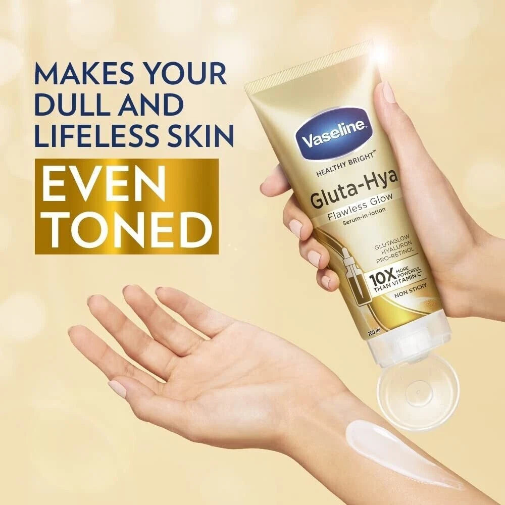 Vaseline Bright GLUTA HYA Serum Burst Lotion Dewy Radiance + Flawless Glow combo